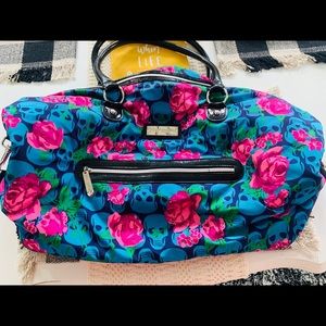 Betsey Johnson Large Flower/Skulls Duffel Bag